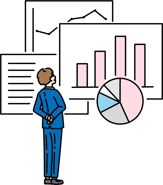 国内外の売上比率のイラスト